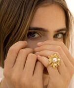 pearls Flower Stainless steel ring