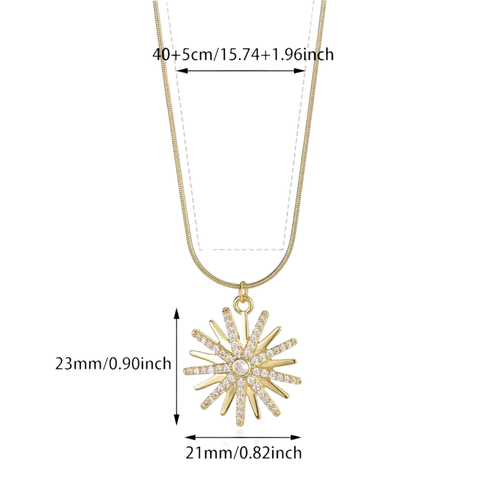 glowish-1-2 Sunburst Necklace
Stainless Steel 18K Gold Minimalist - Image 1