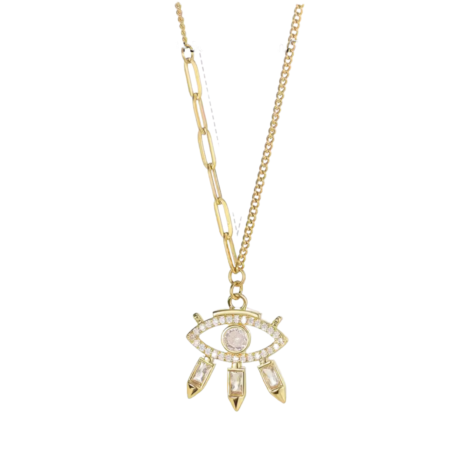 glowish-2-2 Evil Eye Charm Necklace Stainless Steel 18K Gold Minimalist - Image 1