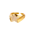 Sparkly Star stainless steel adjustable Ring