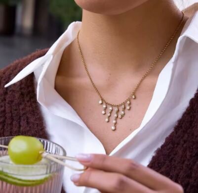 Crystal Tassel Necklace stainless steel - Image 2