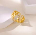 Crystal Link Ring Stainless Steel 18K gold - Image 2
